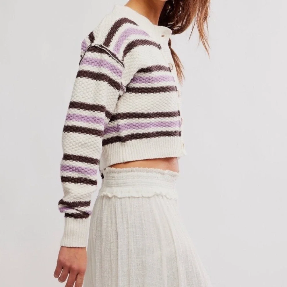 NWT Free‎ People | FP Lila Stripe Cardi / Ivory Combo Sz Small